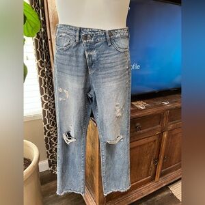 Flying Monkey Straight Leg 100% Cotton Jeans 26 Women’s Distressed Raw Hem